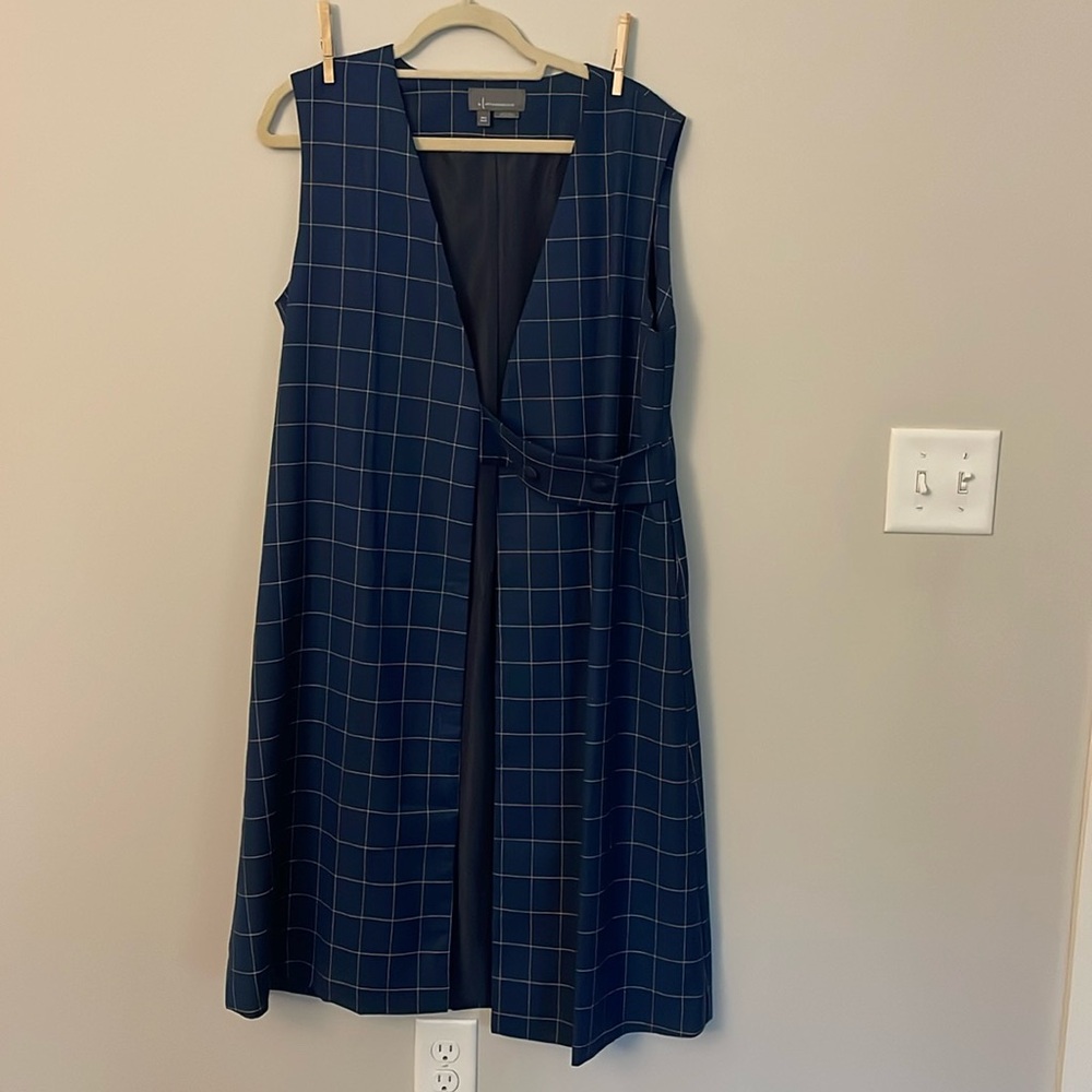 Anthropologie - long blue plaid vest - one size